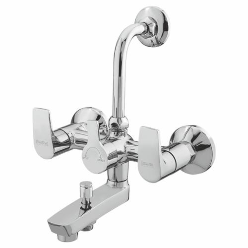 Wall Mixer Three In One With L-Bend For Overhead Shower Chrome